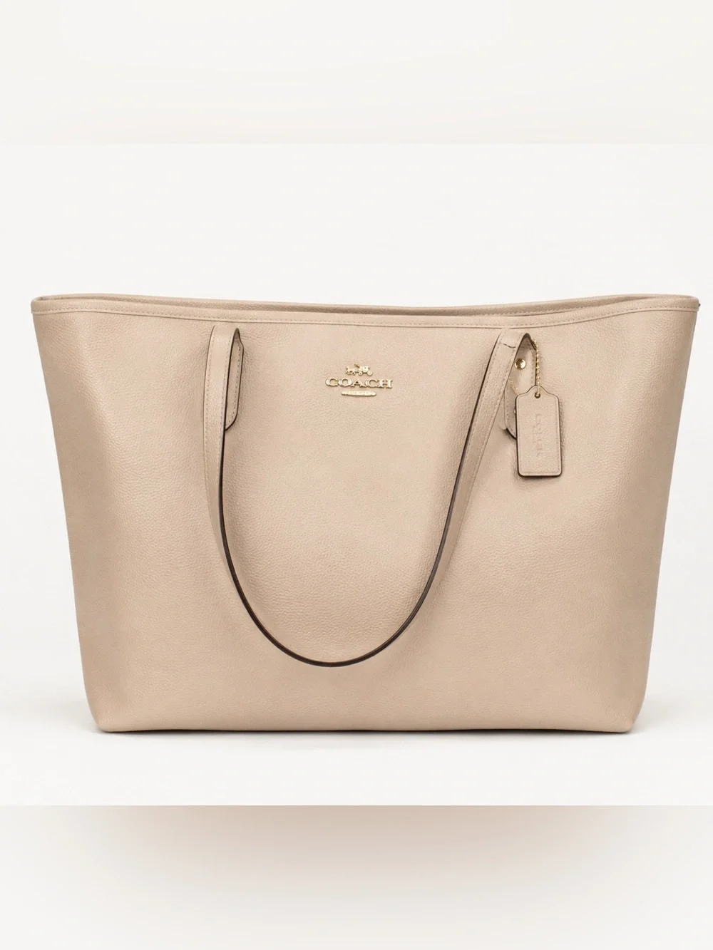Coach City Tote Chalk Pebbled Leather Shoulder Bag City Street Large Carryall